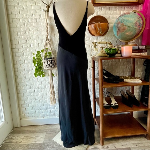 Vintage 90s Y2K Zum Zum Bias Cut Asymmetrical Velvet + Chiffon Formal Slip Gown - Picture 10 of 17